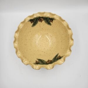 Boot Hill Pottery Ceramic Ruffle Bowl with Pine Accents